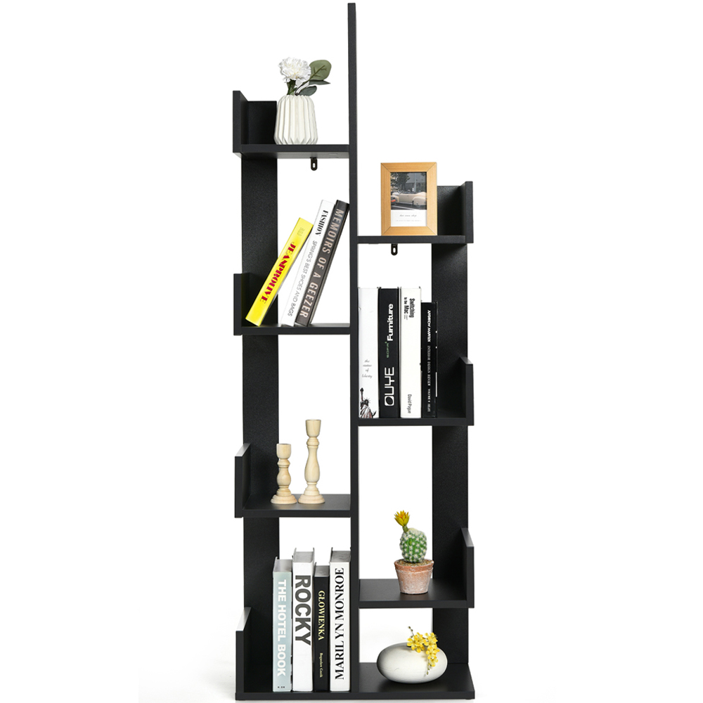 Costway 8 Shelf Black Tree Shaped Bookshelf Image 3