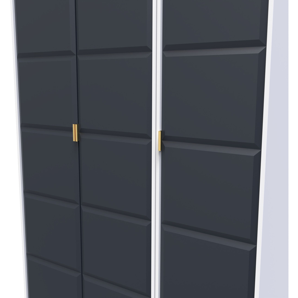 Crowndale Cube 3 Door Matt Indigo and White Wardrobe Ready Assembled Image 5