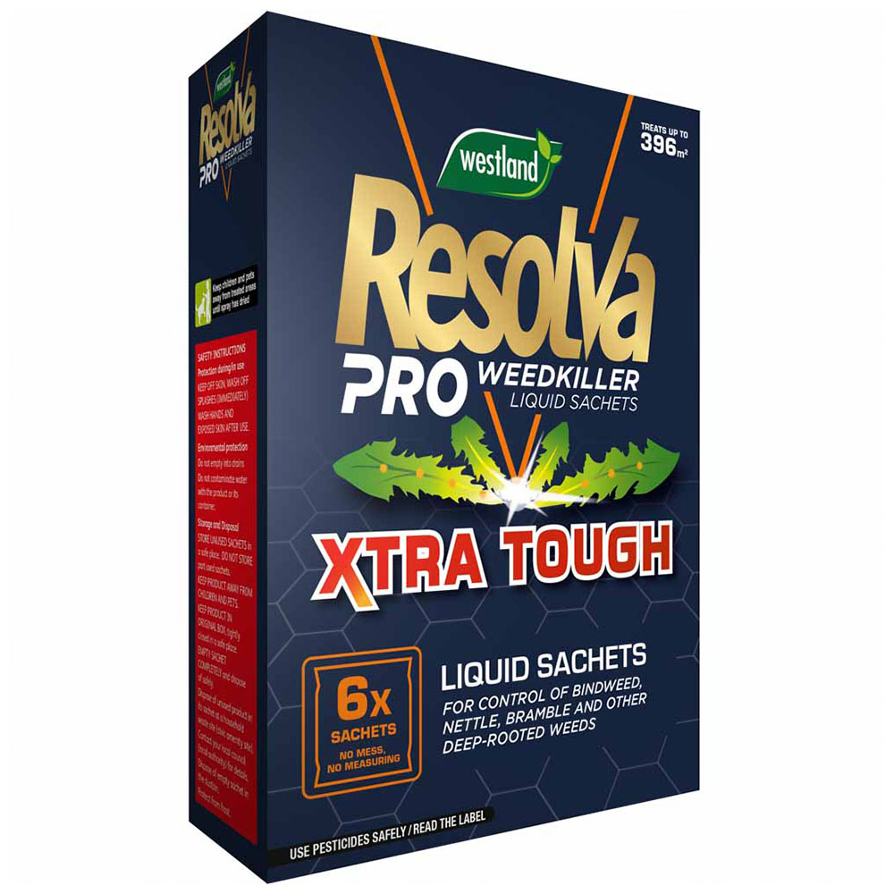 Resolva Pro Xtra Tough Concentrate Weedkiller Liquid Sachets 100ml 6 Pack Image 1
