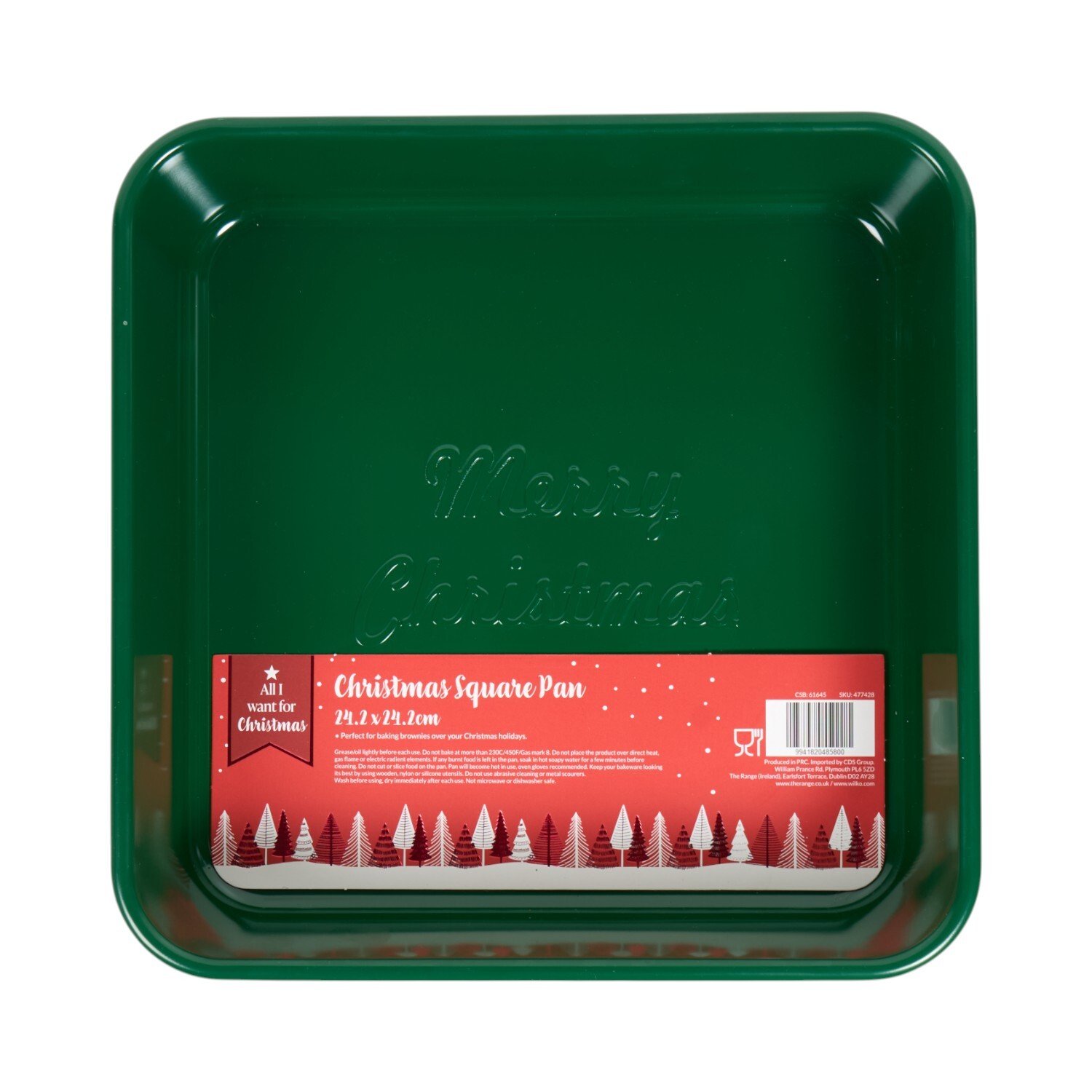 Merry Christmas Square Baking Pan Green Image 1