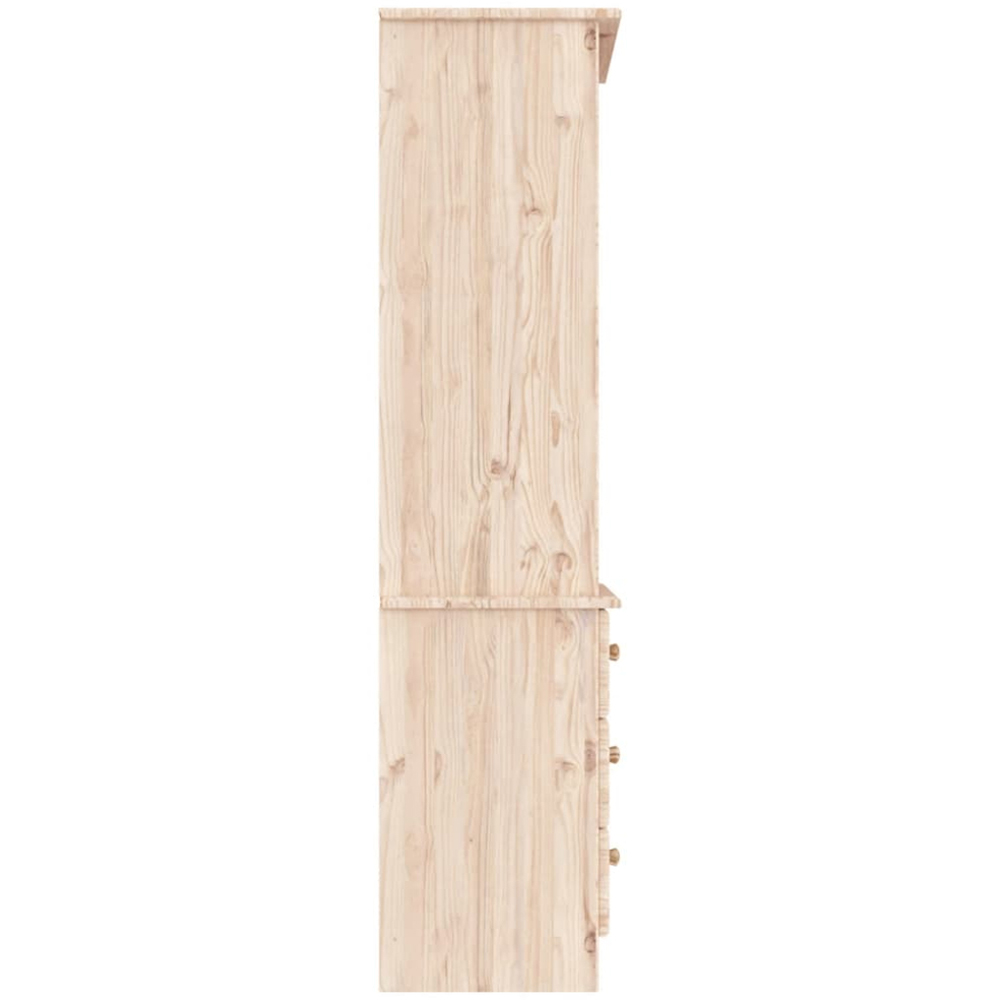 vidaXL Alta 3 Drawer 3 Shelf Natural Solid Pine Wood Bookcase Image 5