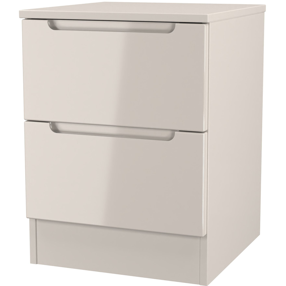 Crowndale Milan 2 Drawer Kashmir Gloss and Kashmir Compact Bedside Cabinet Ready Assembled Image 2