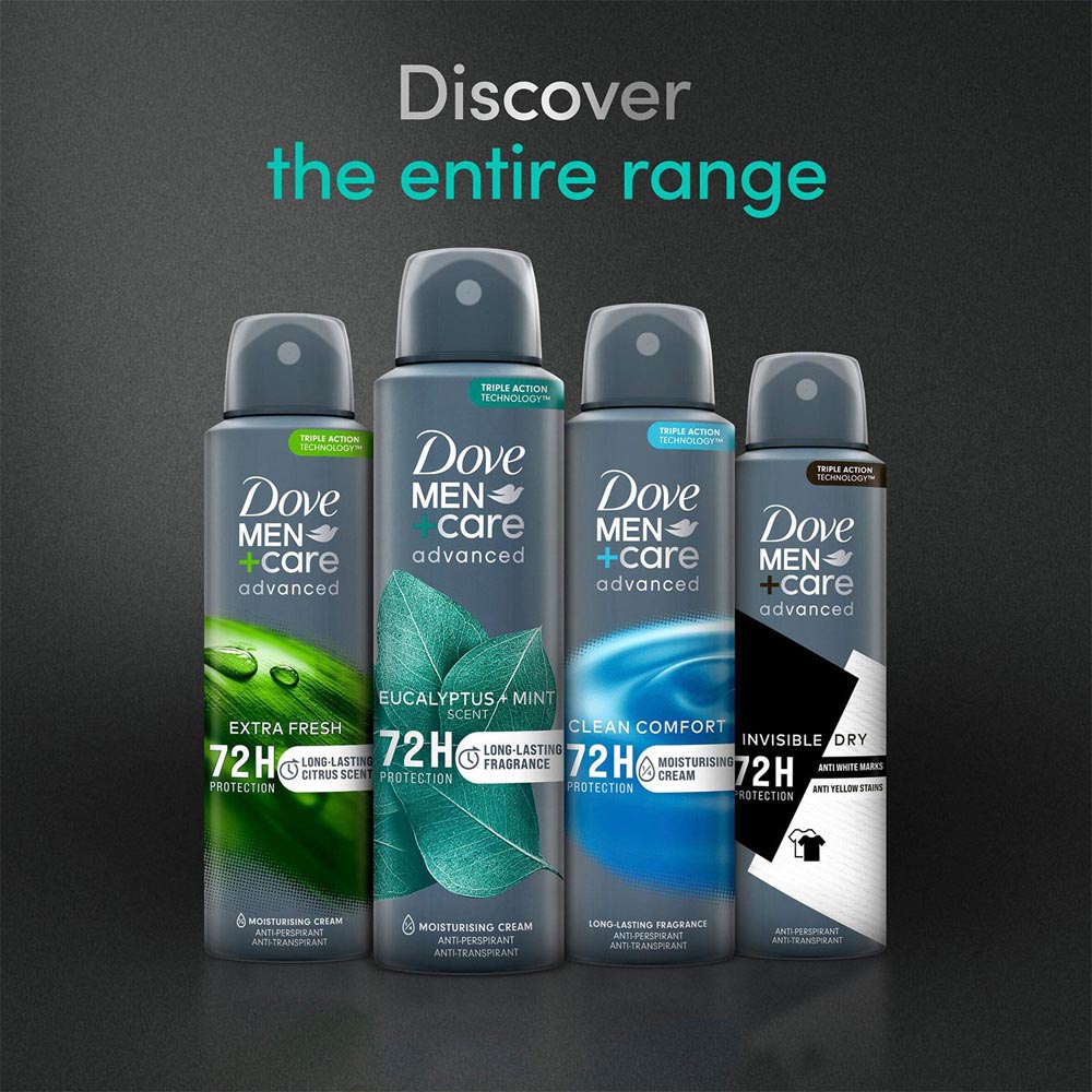 Dove Men+ Care Eucalyptus and Mint Anti-Perspirant Deodorant Spray 200ml 18 Pack Image 6