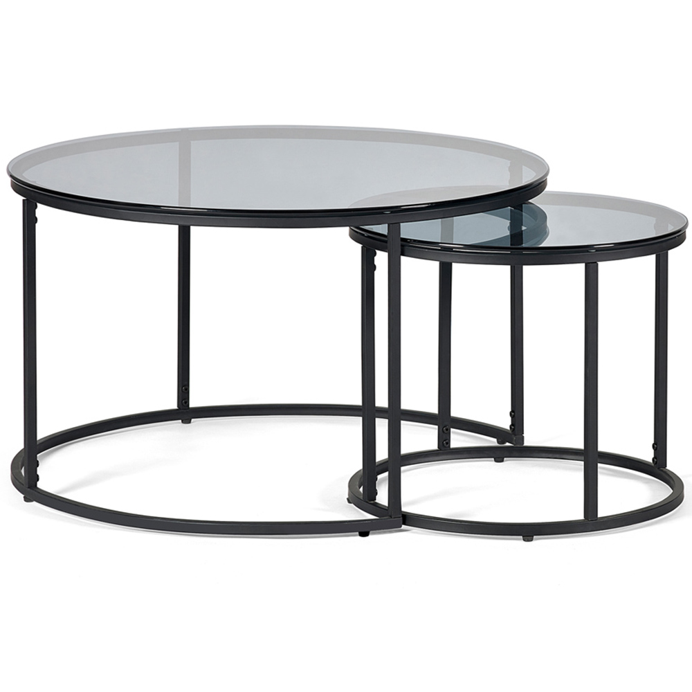 Julian Bowen Chicago Smoked Glass Round Nest of Coffee Tables Set of 2 Image 2