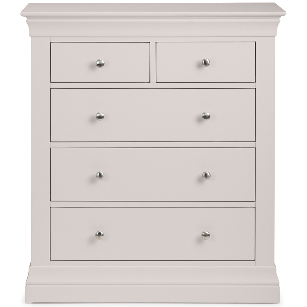 Julian Bowen Clermont 5 Drawer Light Grey Chest of Drawers Image 3