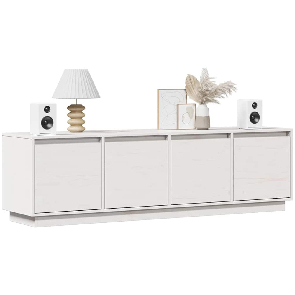 vidaXL 4 Door White Solid Pine Wood TV Cabinet Image 3