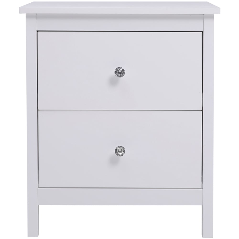 Living and Home White 2 Drawers Wooden Storage Cabinet Image 2