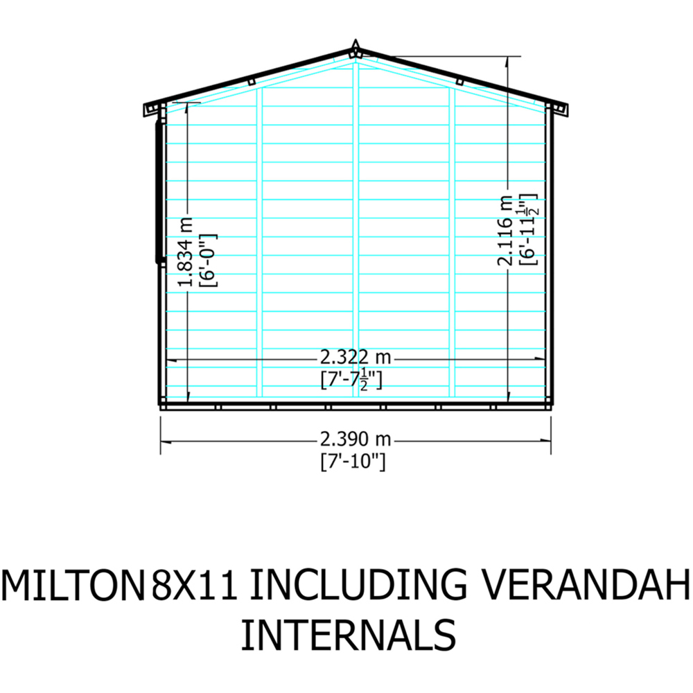 Shire Milton 8 x 11ft Double Door Shiplap Apex Summerhouse Image 9