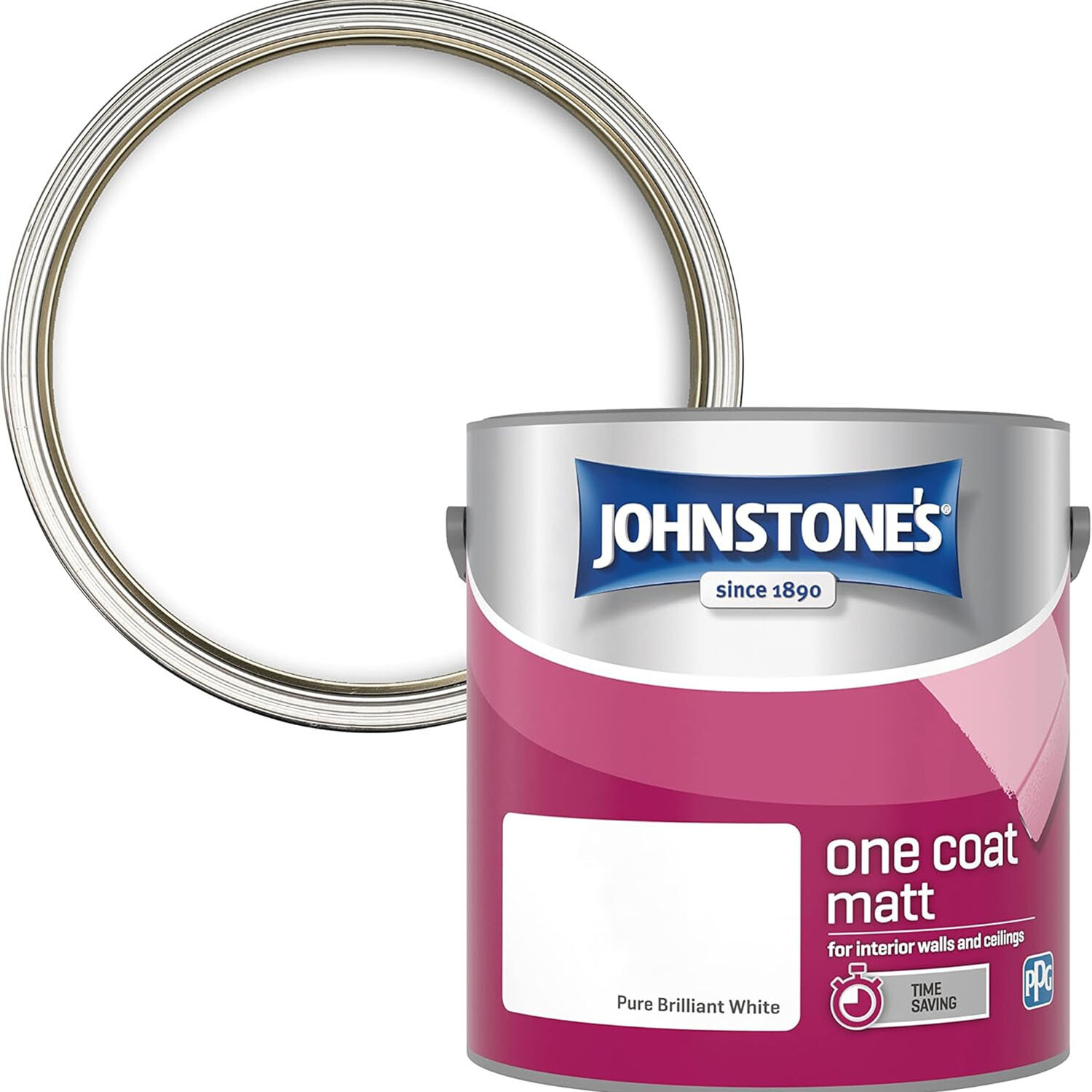 Johnstones One Coat Matt Paint - Pure Brilliant White Image 1
