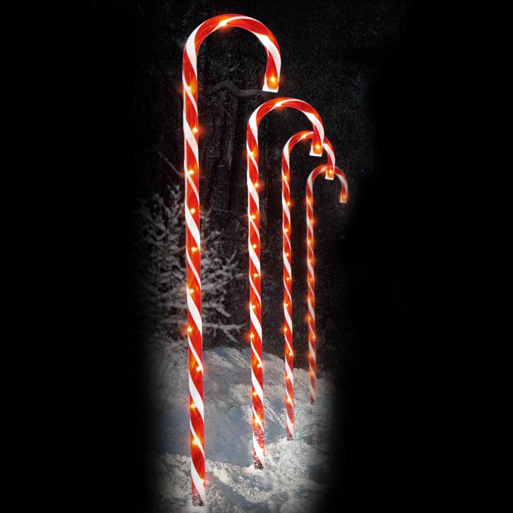 Premier 4 x 62cm Candy Cane Red and White Path Lights Image 1