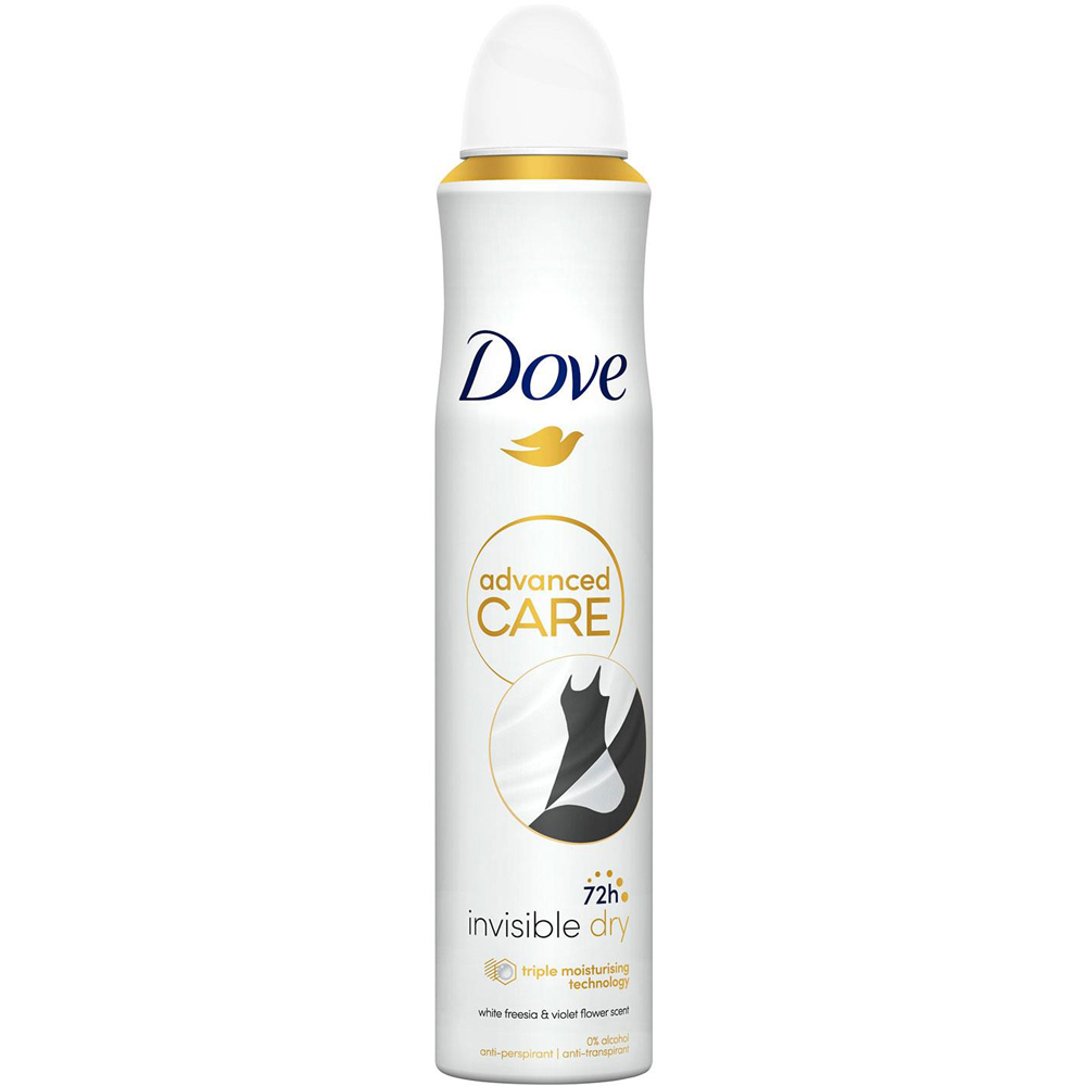 Dove Advanced Care Invisible Dry Anti-Perspirant Deodorant Spray 200ml 12 Pack Image 2