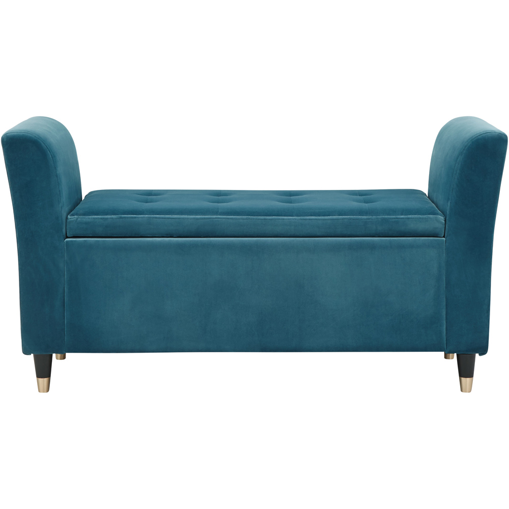 GFW Genoa Teal Blue Upholstered Window Seat With Storage Image 2