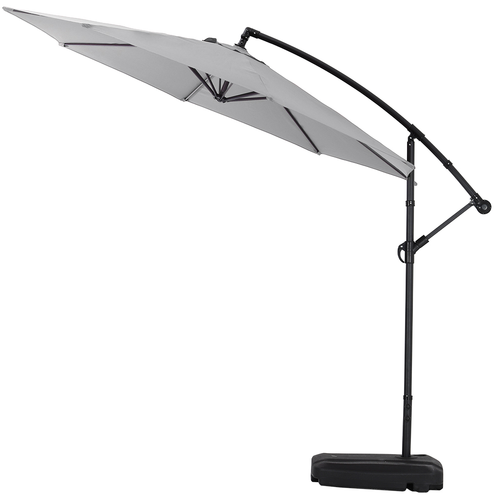 Living and Home Light Grey Garden Cantilever Parasol with Rectangular Base 3m Image 3