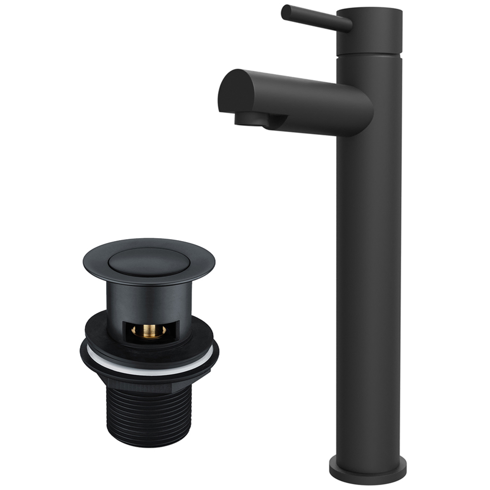 Nes Home Blossom Matte Black Basin Mono Mixer Single Lever Tap with Waste Image 1