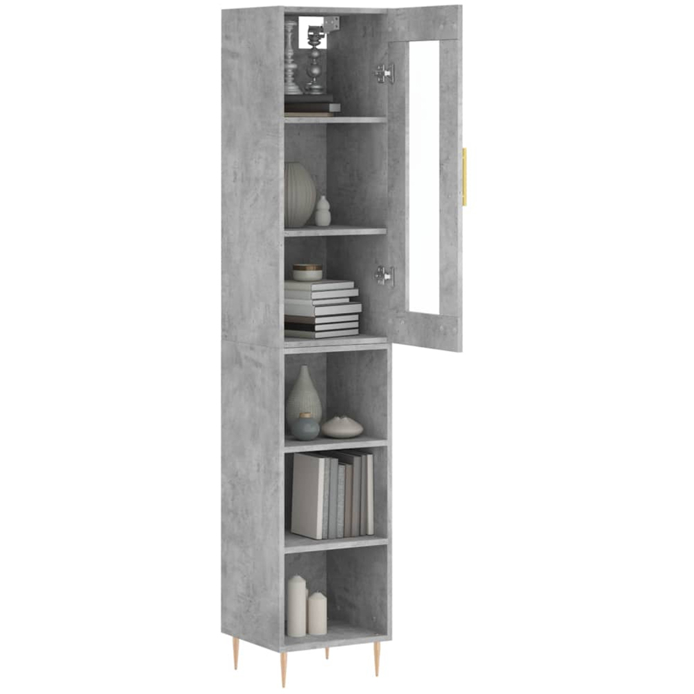 vidaXL Single Glass Door 3 Shelf Concrete Grey Highboard Image 3