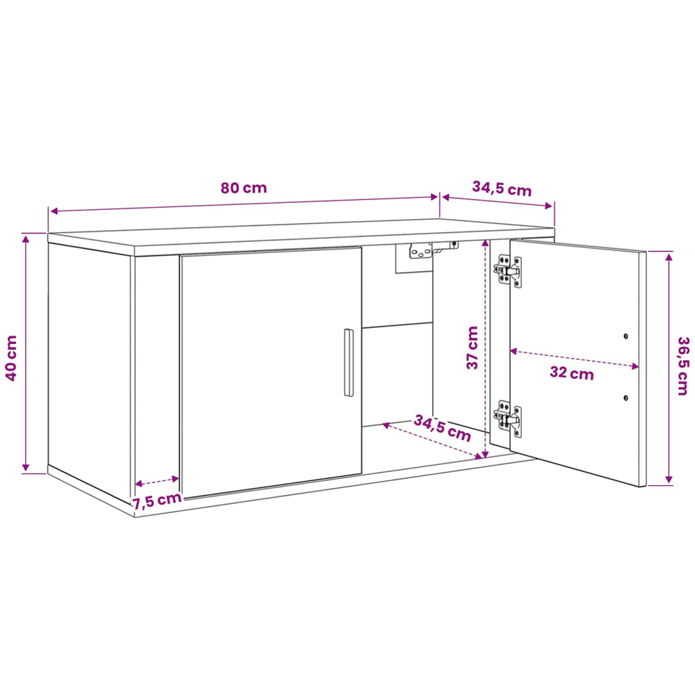 vidaXL 2 Door Old Wood Wall Mounted TV Unit Set of 3 Image 9