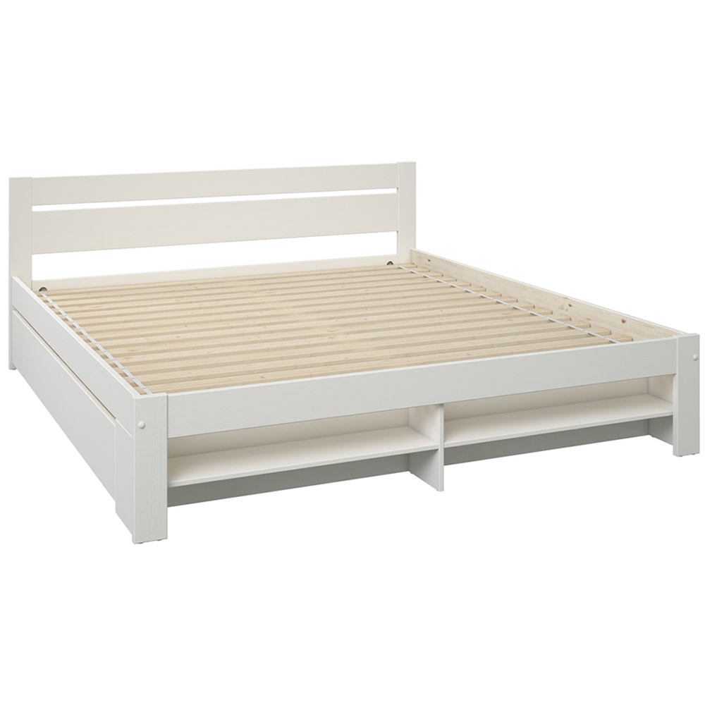 Noomi Pradis King Size White Wooden Storage Bed Image 2