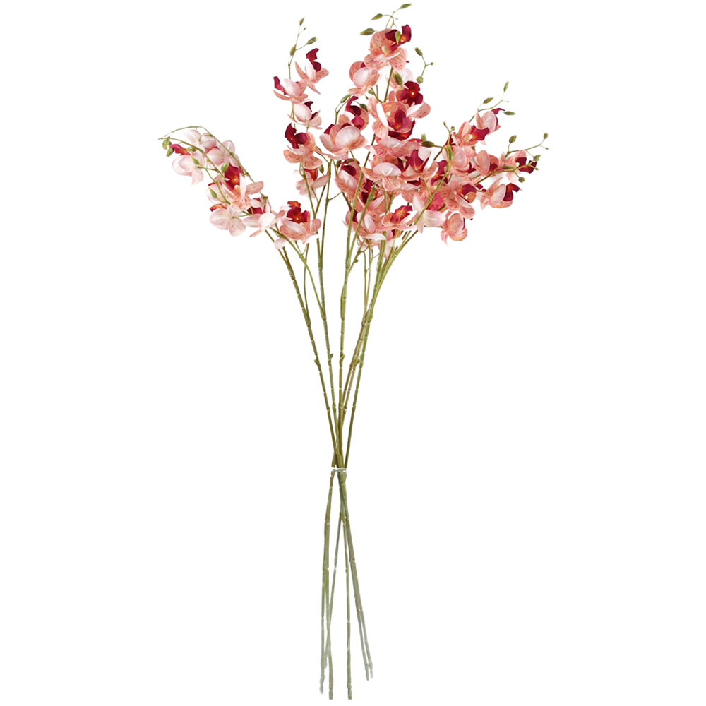 Leaf Pink Mini Orchid Single Stem Artificial Flower 2.6ft 6 Pack Image 1