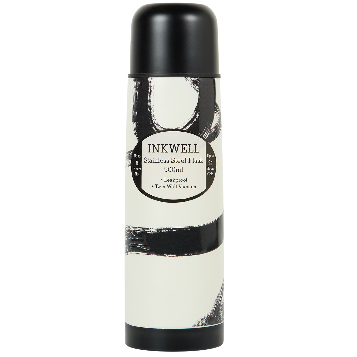 Inkwell Stainless Steel Bottle 500ml - Ivory and Black Image 1