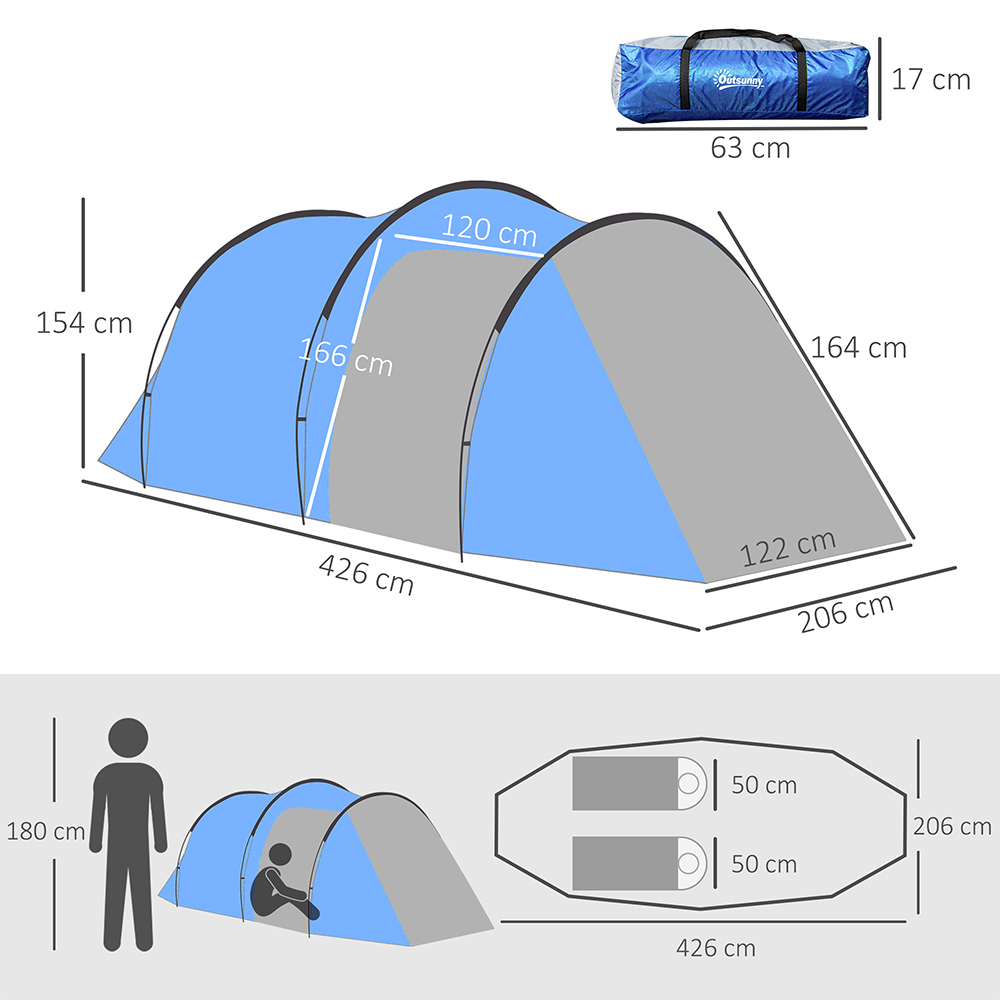 Outsunny 2-3 Person Vestibule Camping Tent Blue Image 7