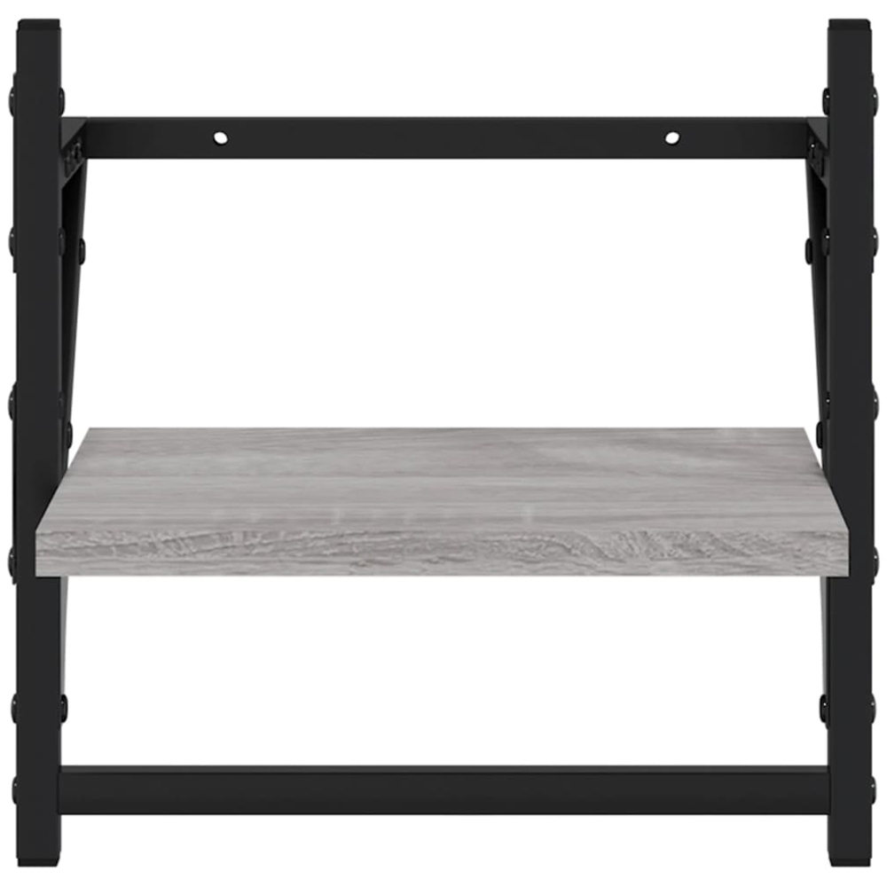 vidaXL 30cm Set of 2 Grey Sonoma Floating Wall Shelf with Bar Image 4