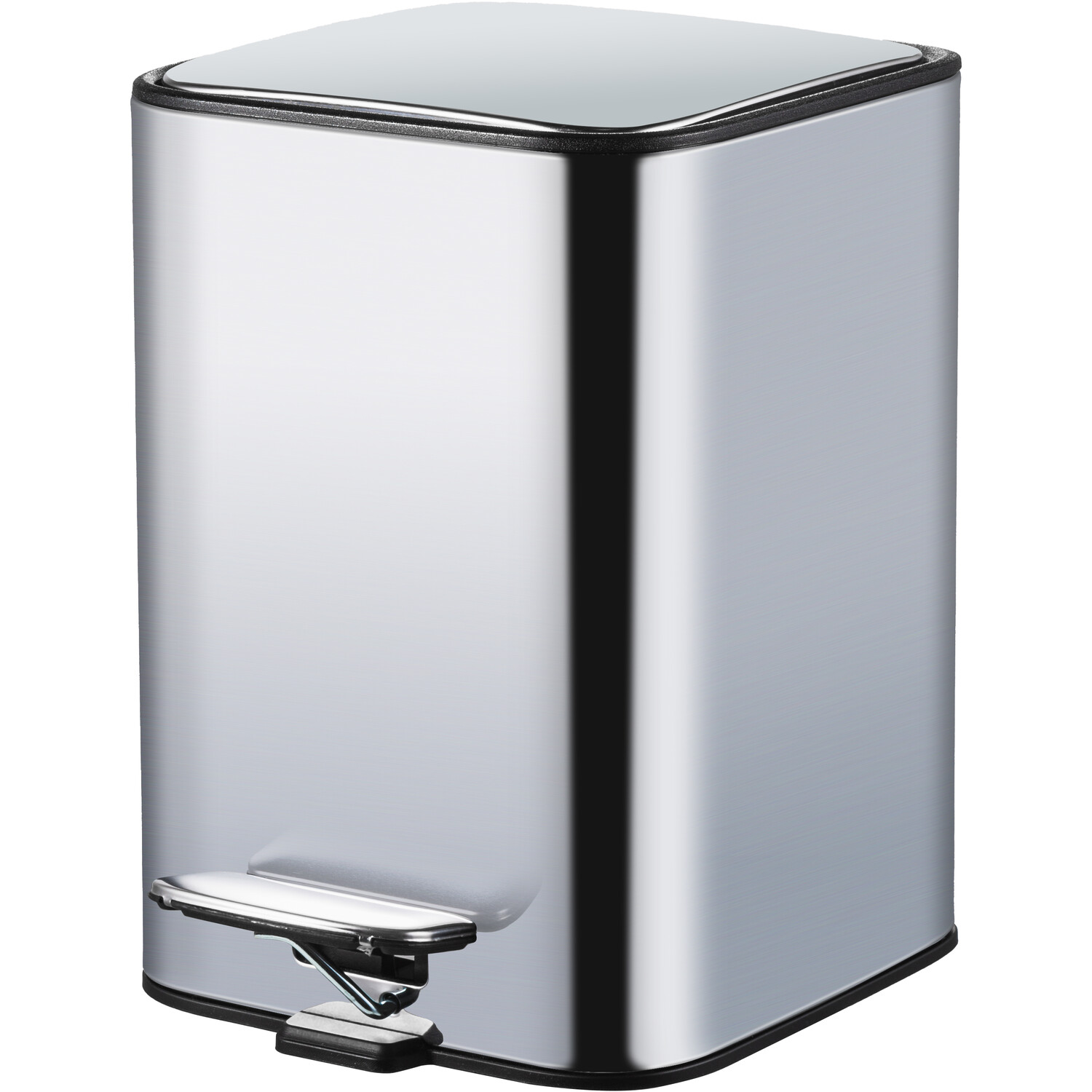 Square Bathroom Bin 3L - Silver Image 1