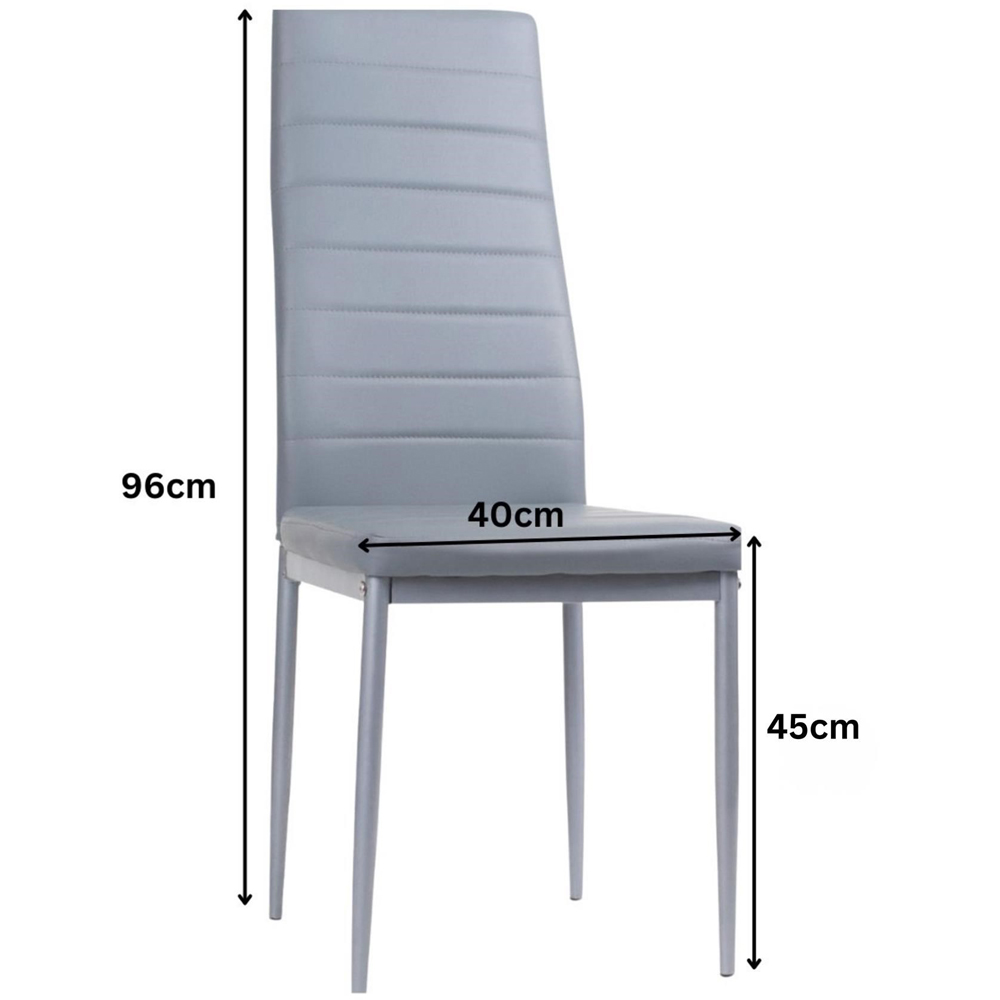 Portland 6 Seater Faux Leather Padded Dining Set Grey Image 6