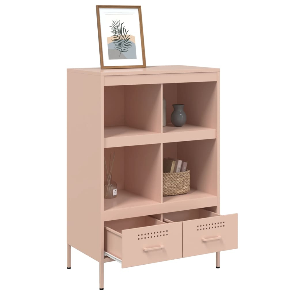 vidaXL 2 Drawer 4 Shelf Pink Cold-Rolled Steel Highboard Image 5
