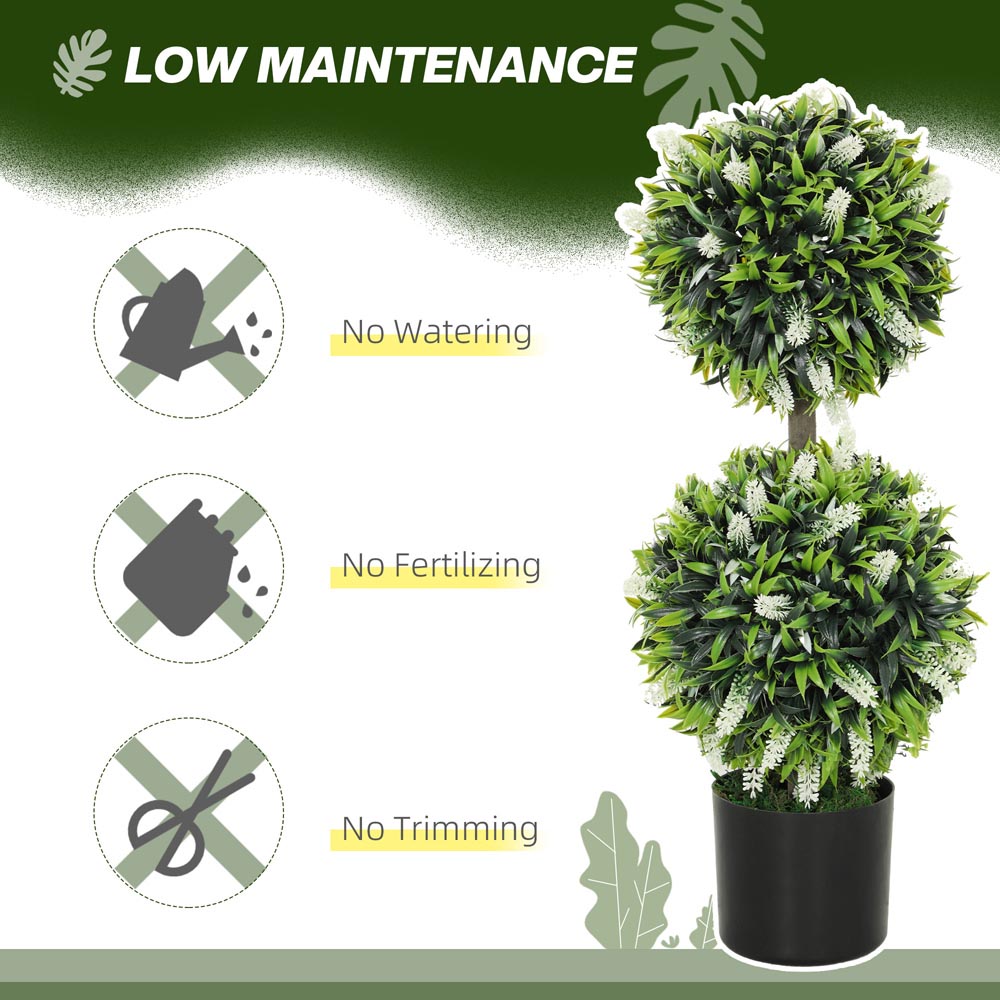 Portland White Lavender Flower Artificial Plant in Pot 2 Pack Image 7