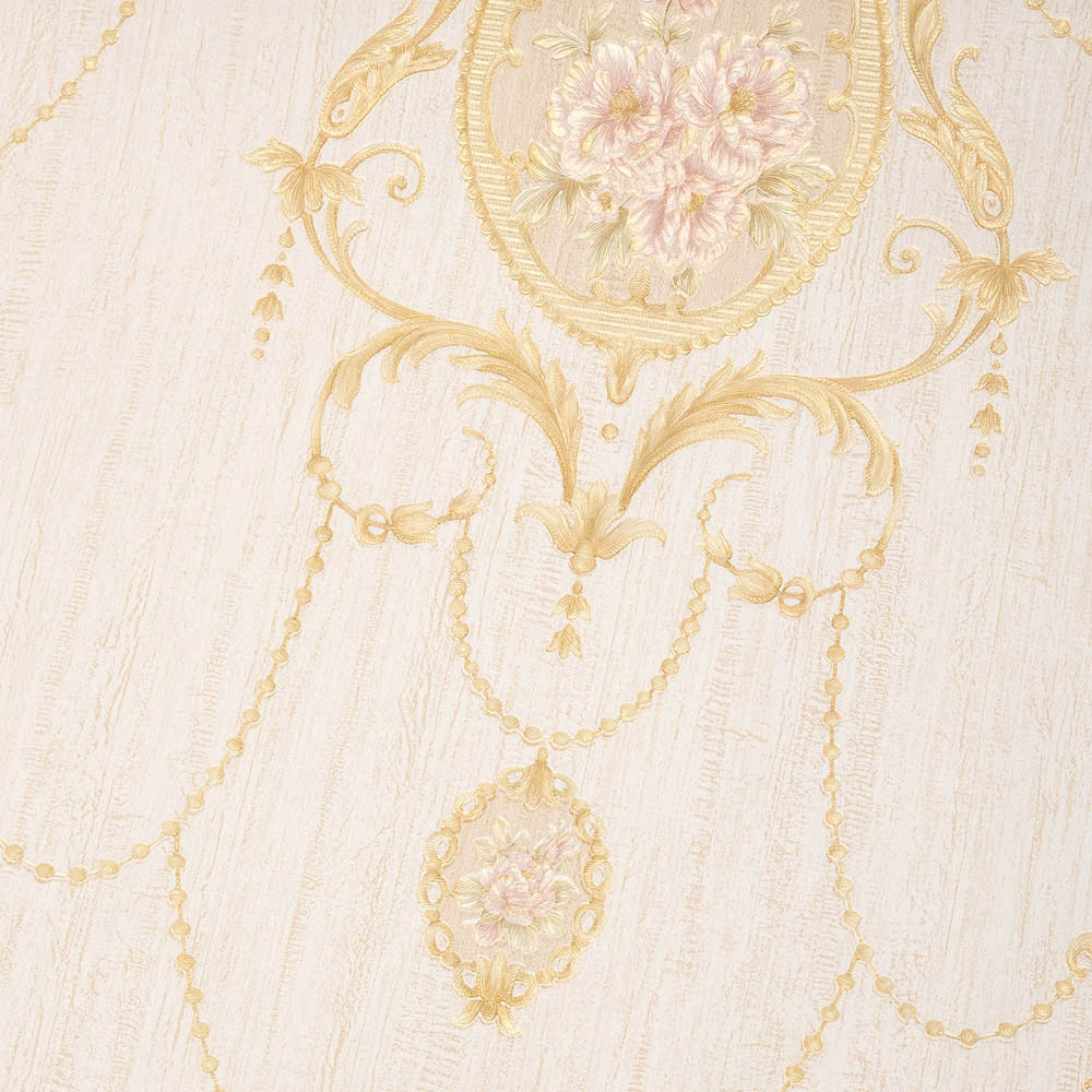 Living and Home Damask Pattern Rectangle 3D Embossed Light Beige Non-Pasted Wallpaper Image 6