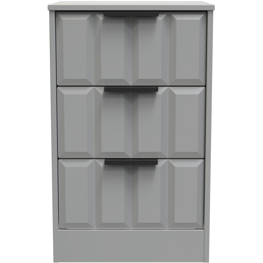 Crowndale New York 3 Drawer Dusk Grey Bedside Cabinet Ready Assembled Image 3