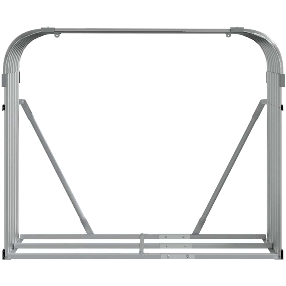 vidaXL Grey Galvanised Steel Firewood Log Holder 100 x 120 x 45cm Image 3