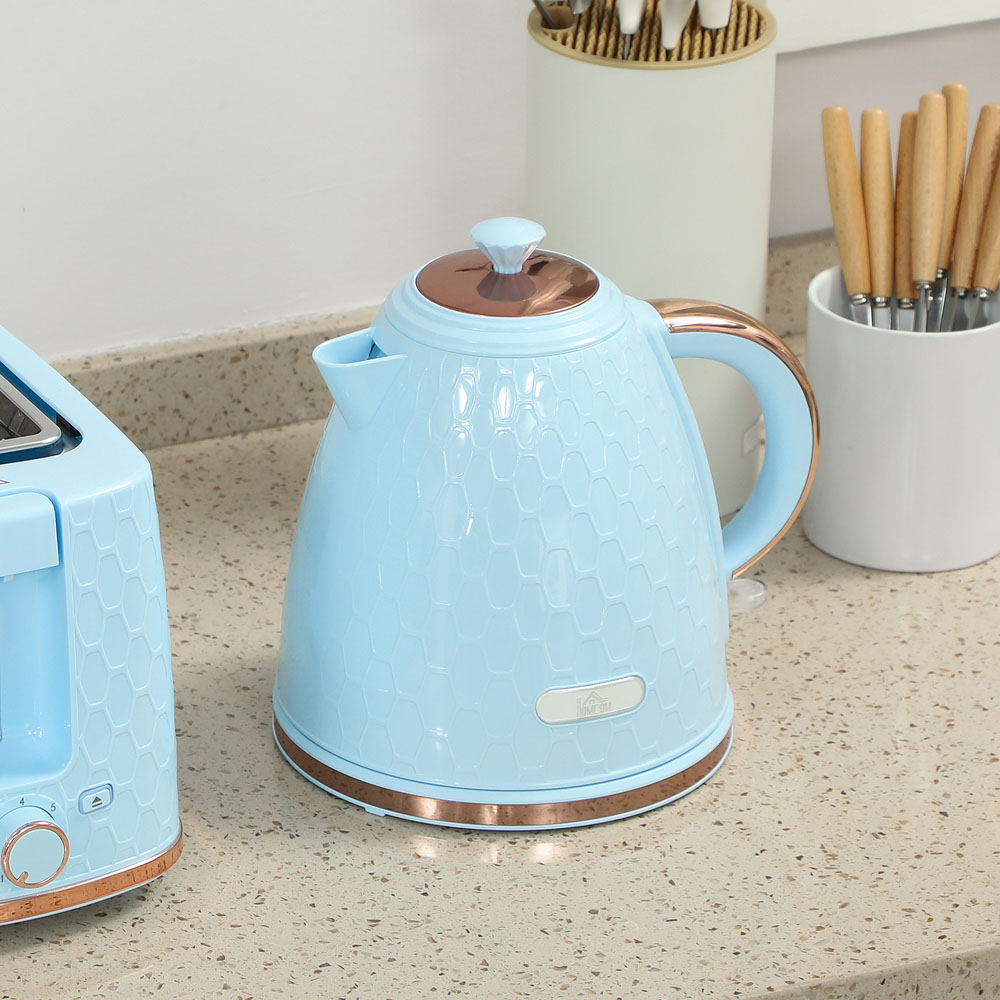 HOMCOM 800-181V70LB Light Blue 1.7L Kettle and 2 Slice Toaster Set Image 4