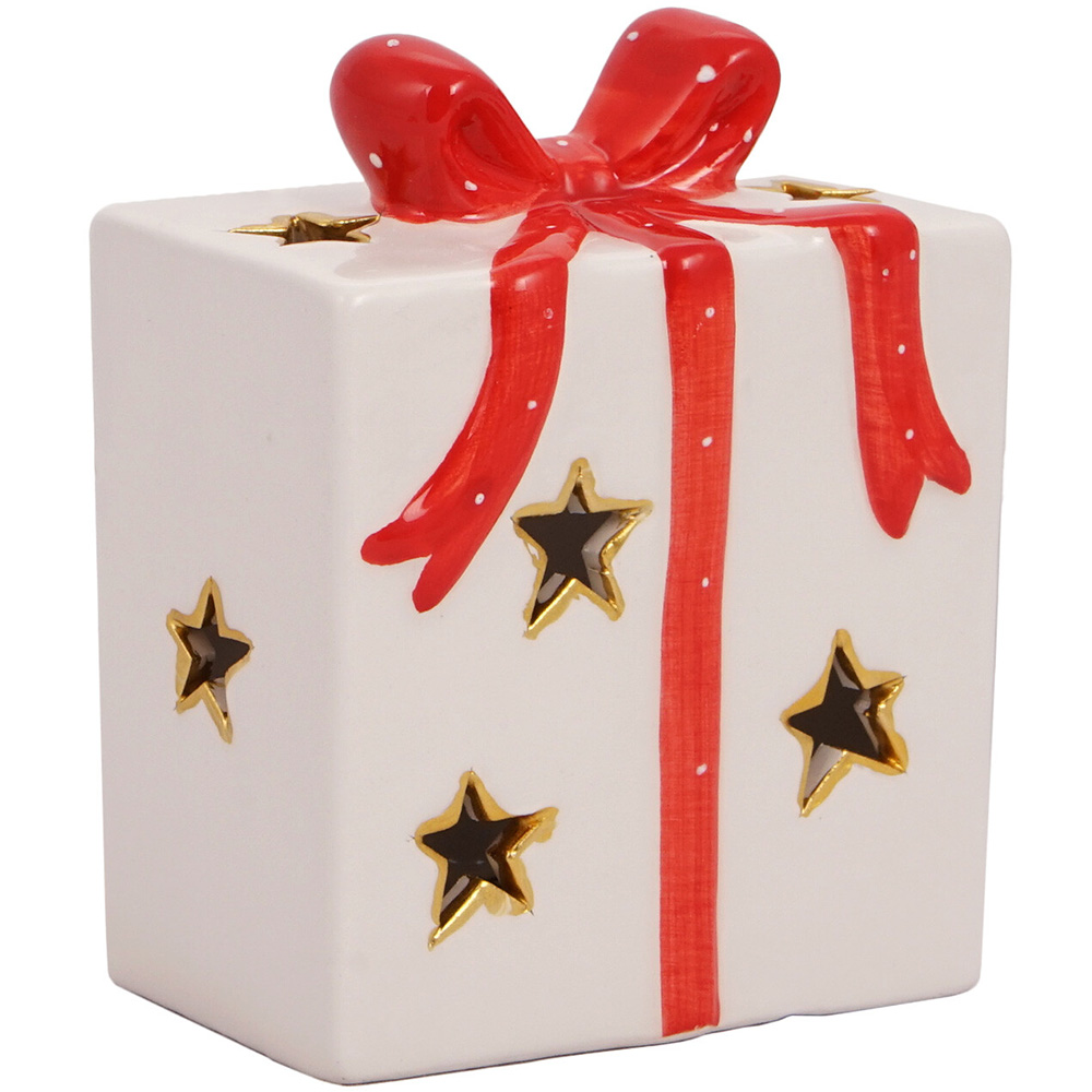 Candy Cane Lane Red & White LED Present Ornament Image 1