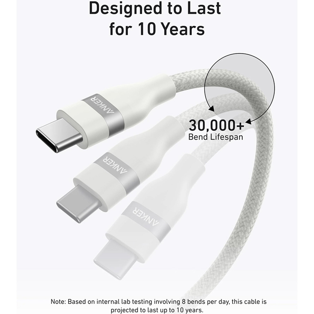 Anker White Upcycled-Braided USB-C to USB-C Cable 1m Image 5