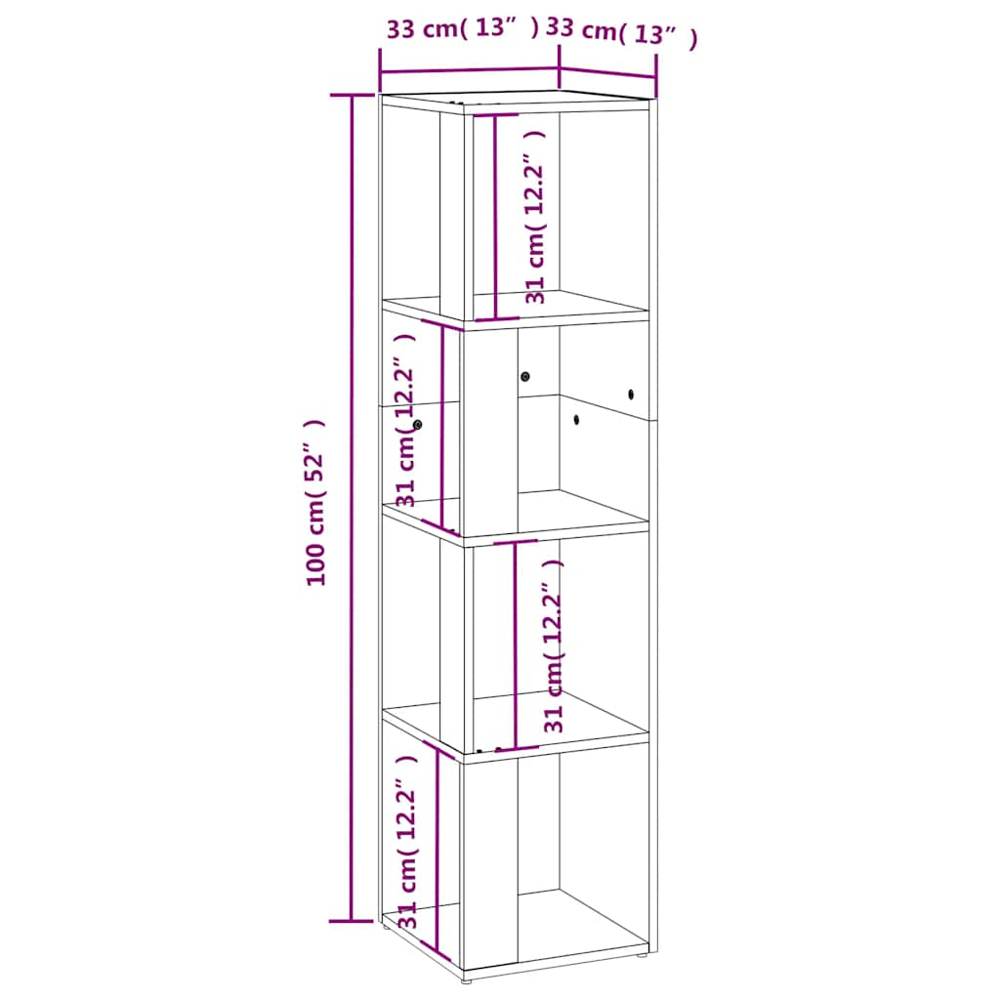 vidaXL 4 Shelf Smoked Oak Corner Cabinet Image 8