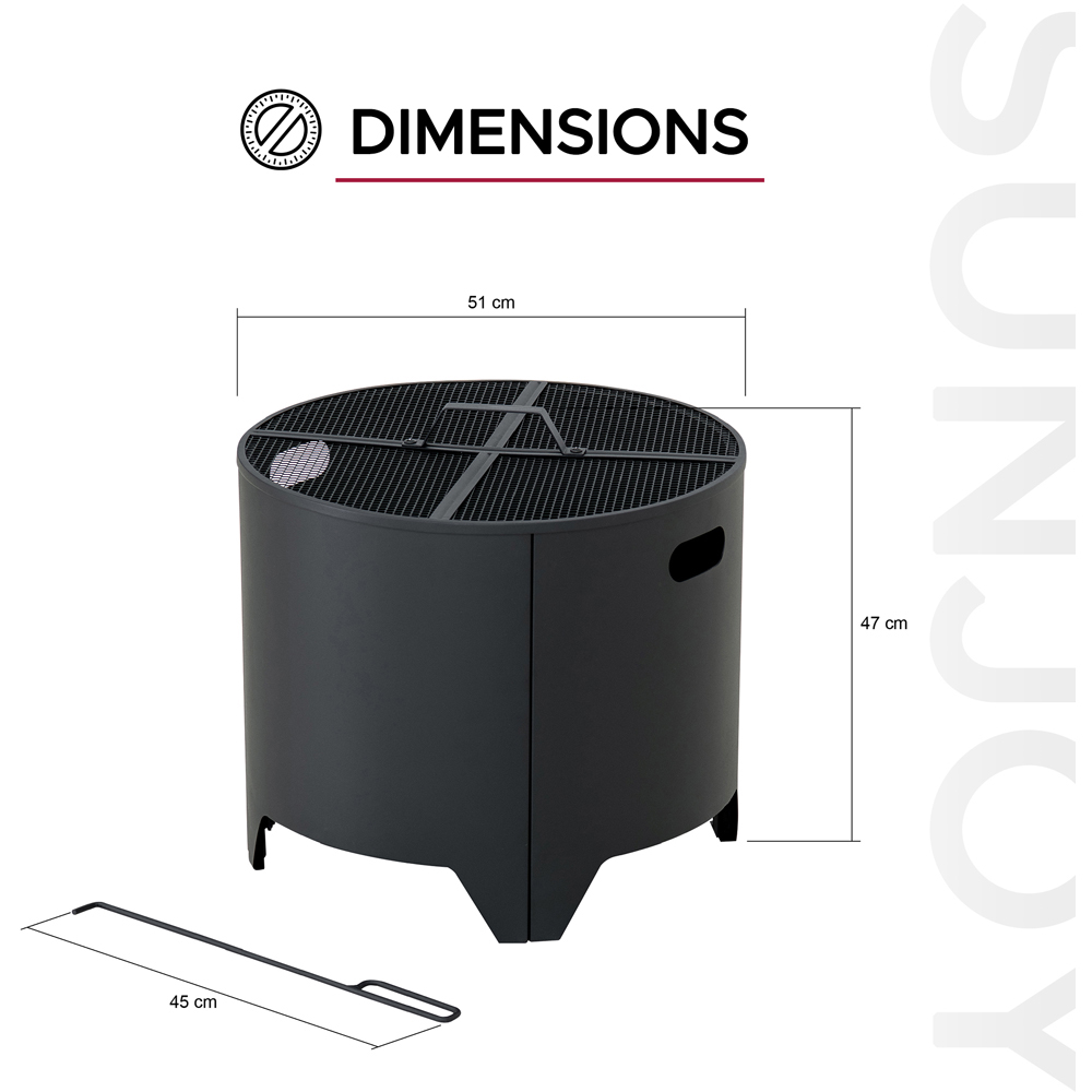 Sunjoy 51 x 51cm Outdoor Steel Fire Pit with Fire Poker Image 9