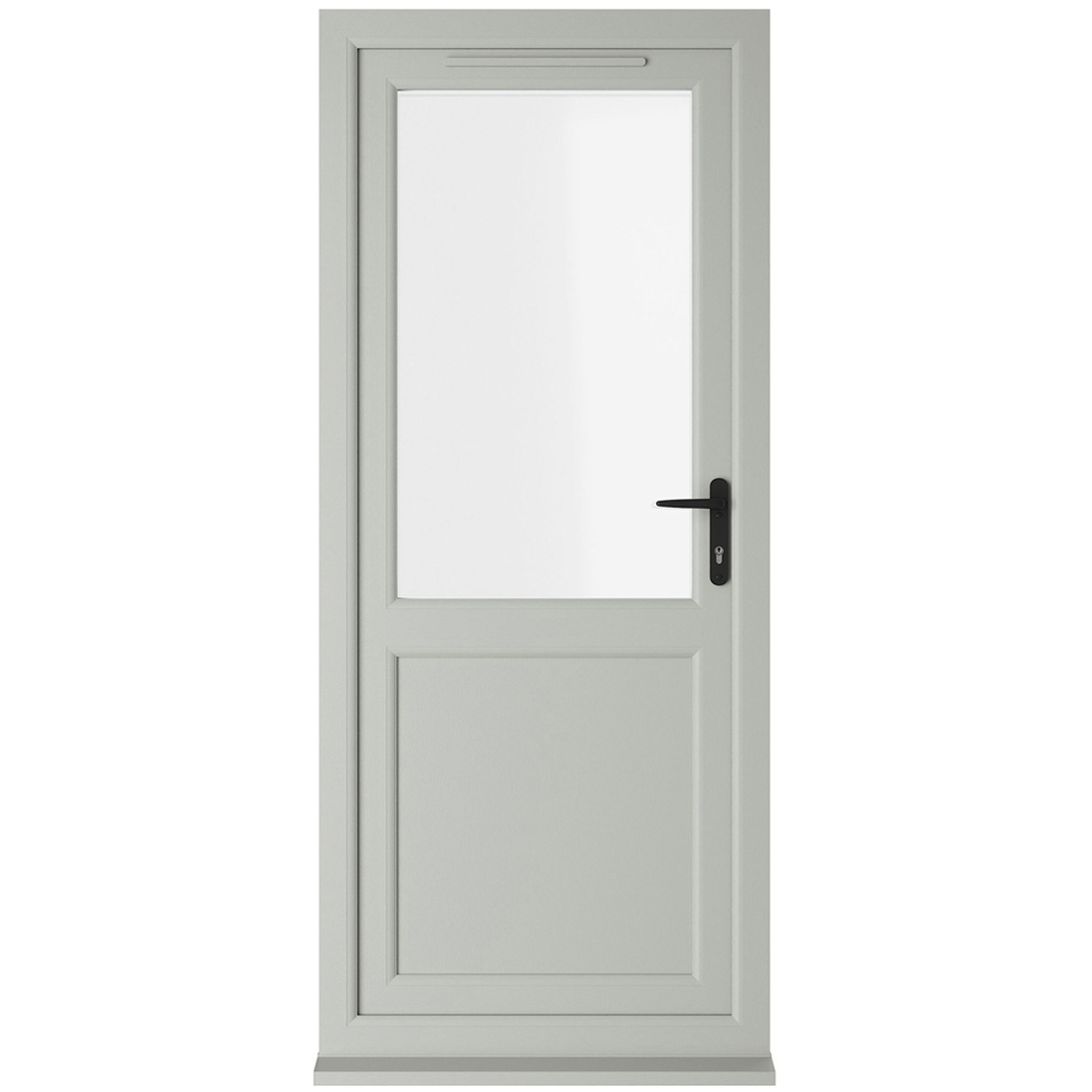 Crystal Agate and White Half Glass LH Open Clear Triple Glazed Door 920 x 2090mm Image 1