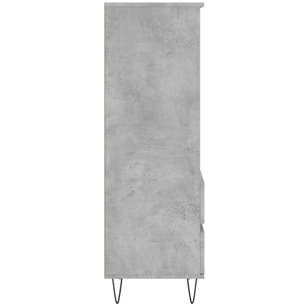vidaXL 2 Door 3 Open Shelf Concrete Grey Highboard with Black Hairpin Legs Image 7