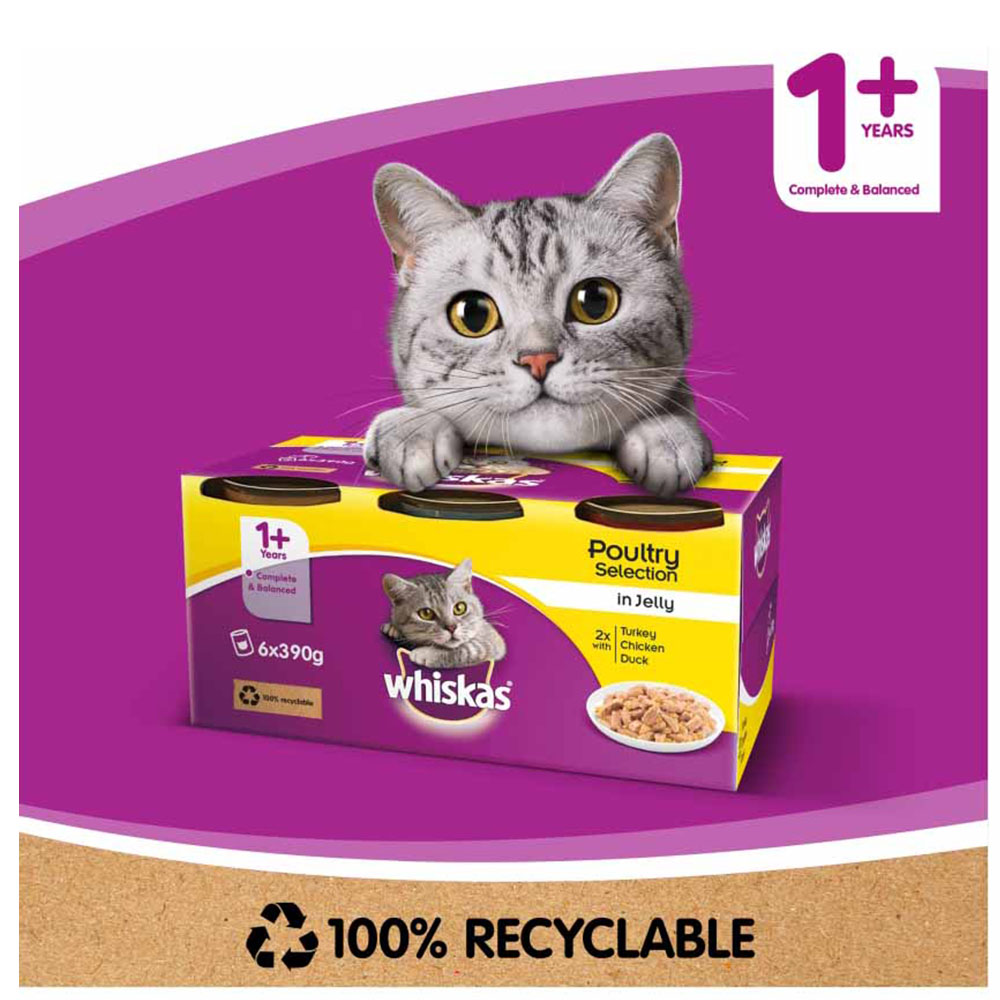 Whiskas Tinned Cat Food Poultry Selection in Jelly 6 x 390g Image 7