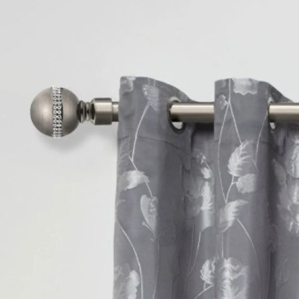 New Edge Blinds Bejeweled 160-300cm Extendable Black Silk Eyelet Metal Curtain Pole Set Image 2