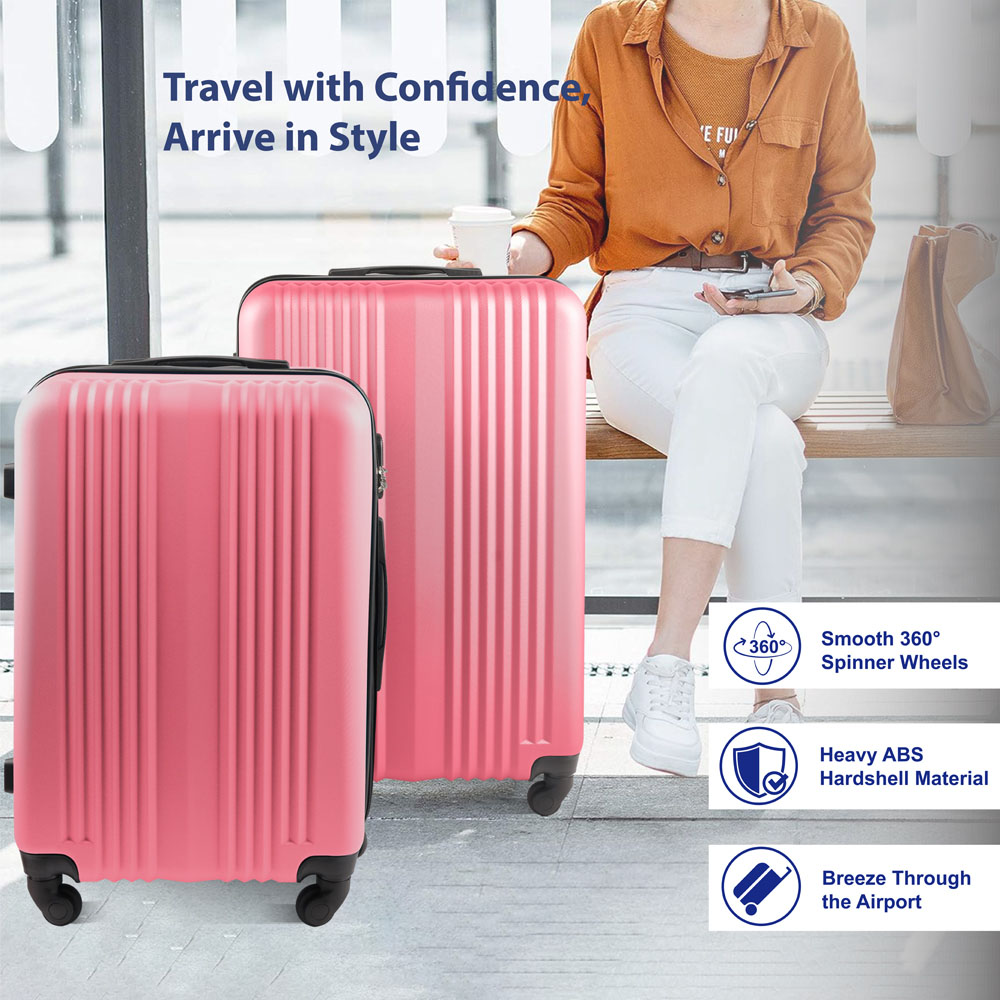 Groundlevel Delta Hard Shell Set of 3 Pink XL Luggage Suitcase Image 4