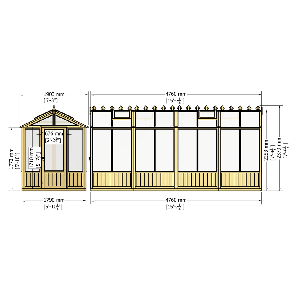 Shire Holkham Wooden 6 x 16ft Greenhouse Image 3