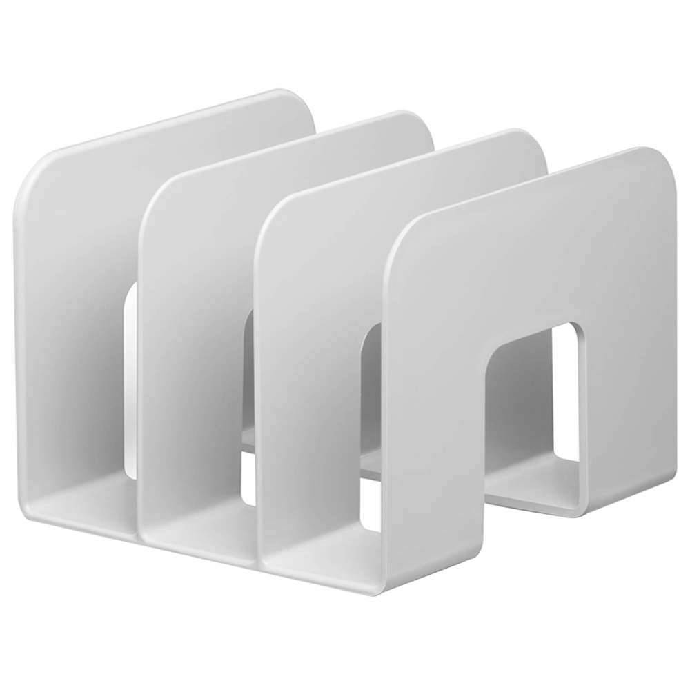 Durable Eco Grey Recycled Plastic Magazine Stand Desk File Holder Organiser Image 1