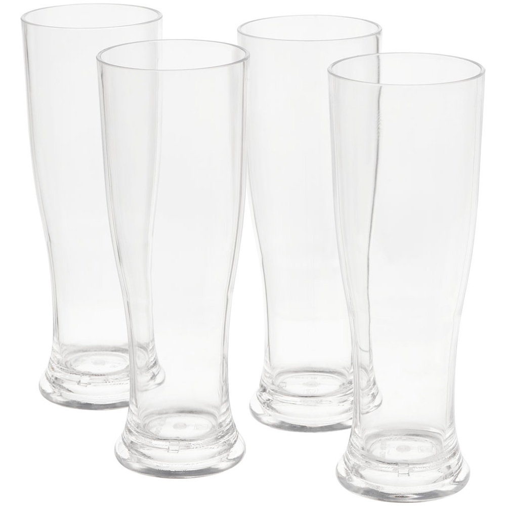 Wilko Clear Plastic Beer Glasses 4 Pack Image 1
