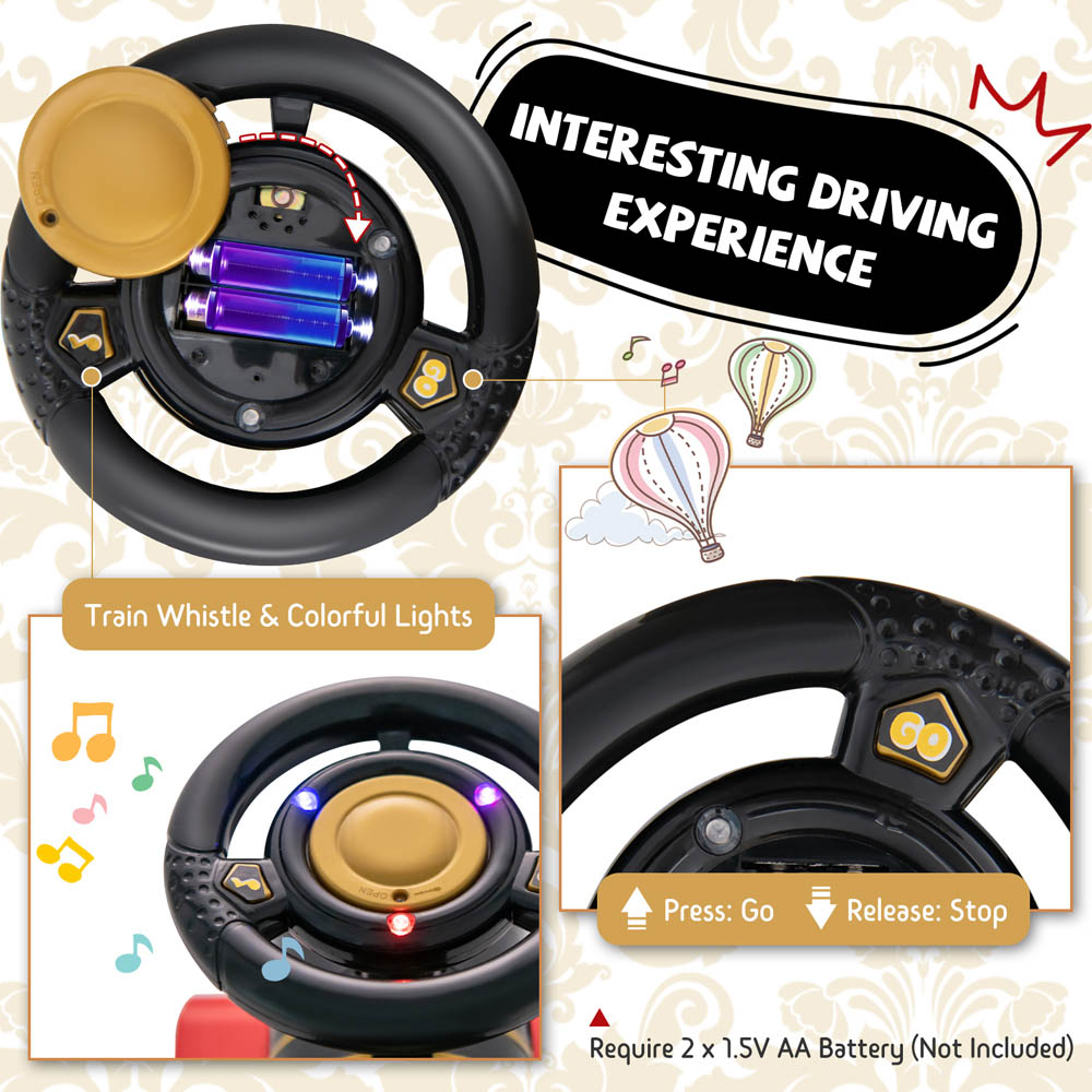 Costway Kids Black Electric Ride On Train Toy with Curved Tracks 6V Image 5