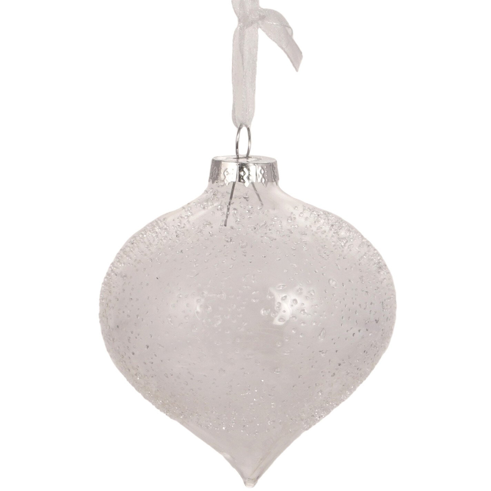 Alpine Lodge White Glass Sparkle Bauble Single Ornament Image 2