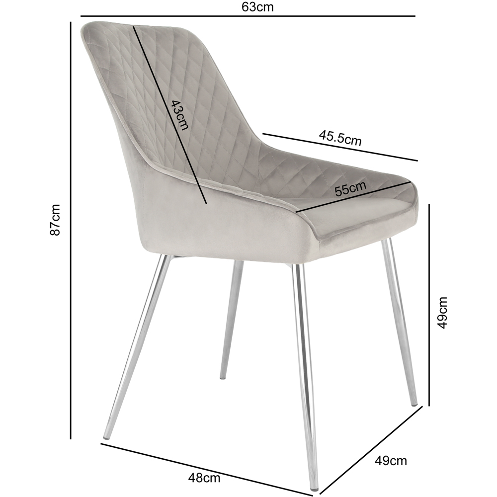 Home Garden Direct Hamilton Set of 2 Grey Velvet Dining Chairs Image 9