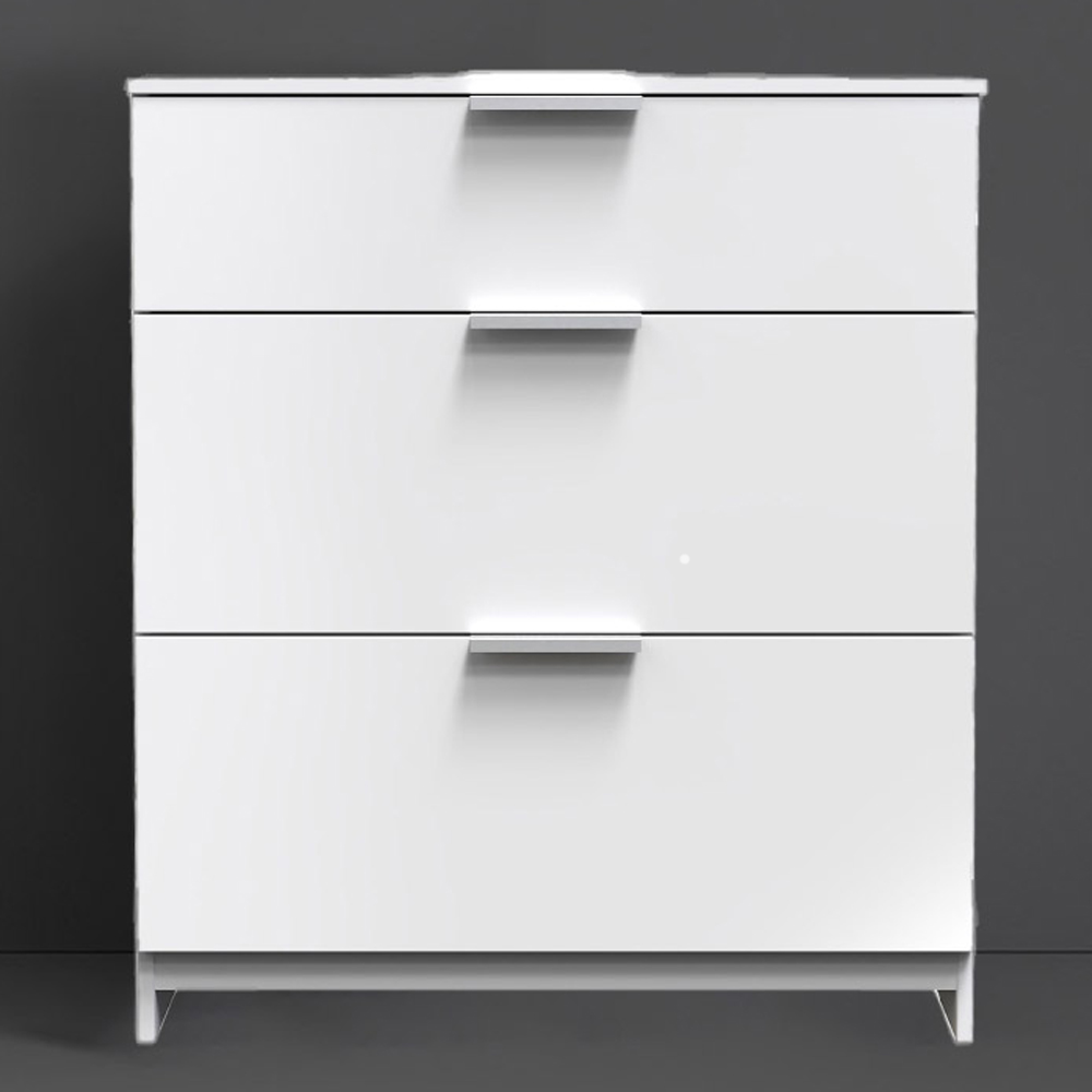 Crowndale Plymouth 3 Drawer White Gloss Deep Chest of Drawers Image 1