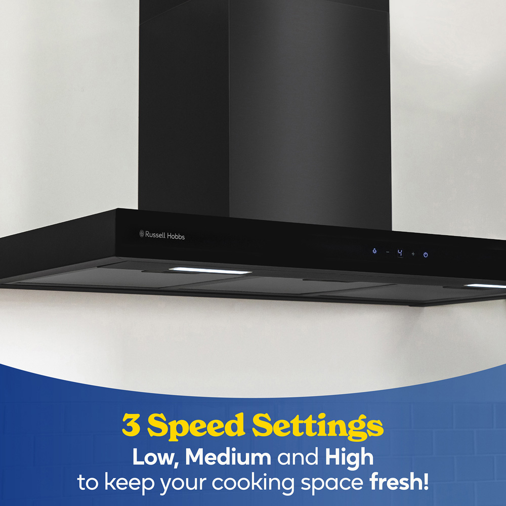 Russell Hobbs RHGCH903B Black T-Shaped 90cm Chimney Cooker Hood Image 6